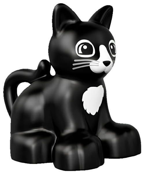 Котенок черный Lego Duplo Cat Kitten Sitting with Black Eyes and Nose 17865pb02 U